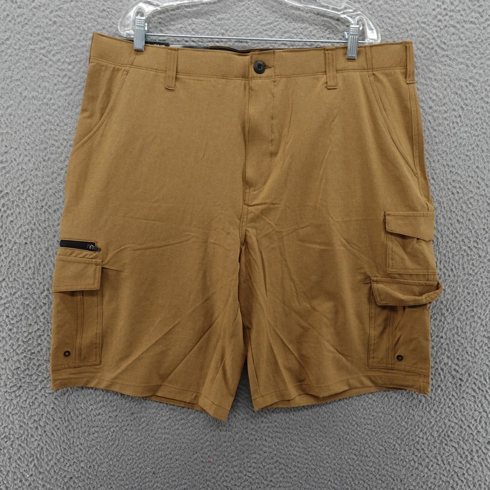 Iron Co Mens Stretch Tech Cargo Shorts 40 Brown Heather Descaml I427924S NWT